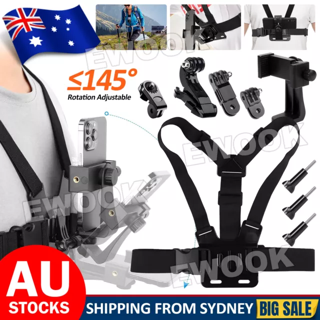 AU Mobile Phone Chest Mount Harness Strap Holder for iPhone Samsung Gopro 11 10