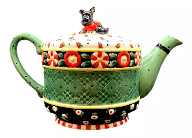 2001 Mary Engelbreit Michel & Co Scottish Terrier Christmas Teapot