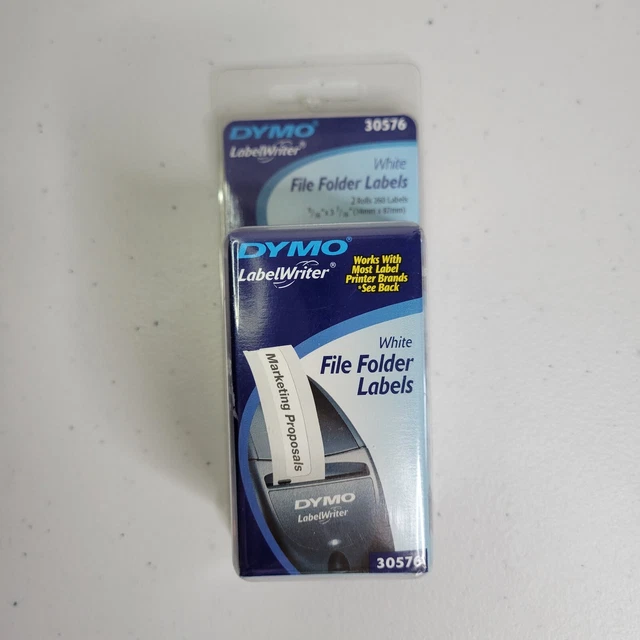Genuine DYMO Label Writer 30576 9/16 x 3 7/16 White File Folder 2 Rolls