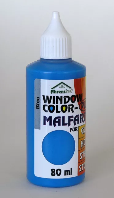 5x Ahrenshof Window Color Plus Fenstermalfarbe Blau 80 ml