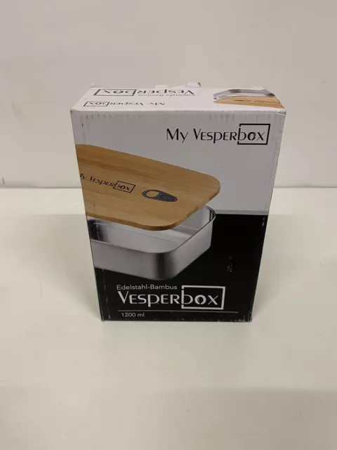 My Vesperbox  1200ml Auslaufsicher Edelstahl Bambus   Lunchbox mit Schneidebrett