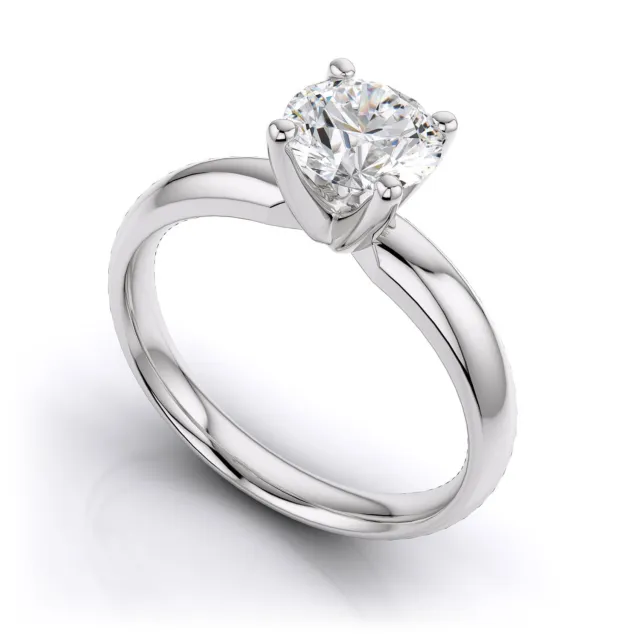 0.5 Ct Enhanced Diamond 14K W Gold Solitaire Bridal Engagement Anniversary Ring