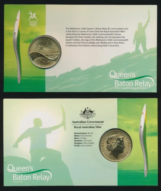 Australia: 2005 $5 Queen's Baton Relay in Presentation Card
