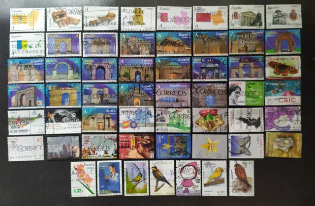 ESPAÑA 100 sellos usados y diferentes en EUROS.