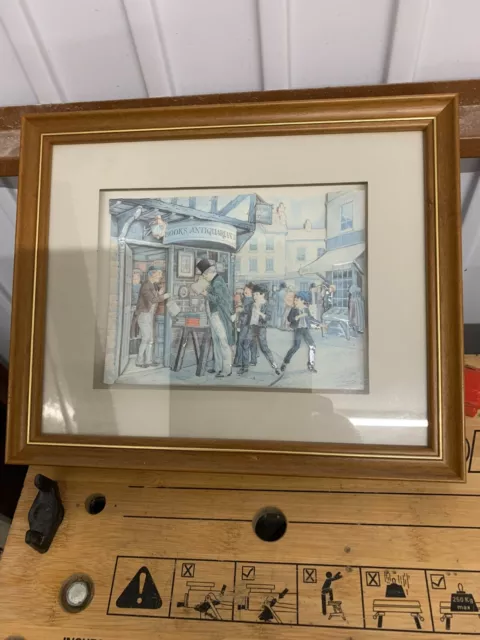 3D Decoupage Picture of Victorian Bookshop in Lovely Wooden Frame