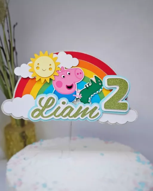 Personalisiert CakeTopper mit Name & Jahr PeppaPig George Geburtstag Tortenfigur