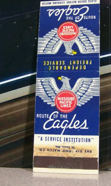 Vintage Matchbook Cover V3 Railroad Train Missouri Pacific Route Eagles Birds