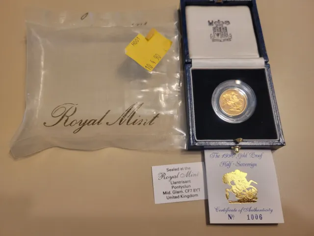 Great Britain UK 1990 1/2 Half Sovereign Gold Proof Coin # 1006