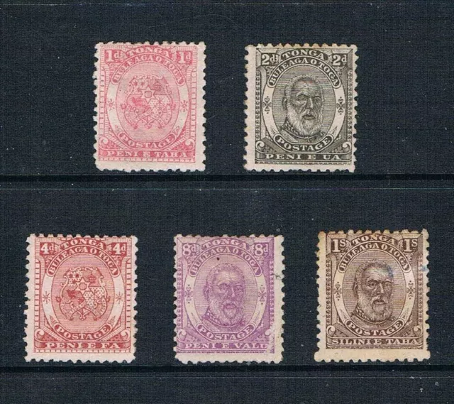 Tonga 1892 Arms of Tonga & KGI - Complete Set - SC 10-14 [SG 10-14] MINT F1