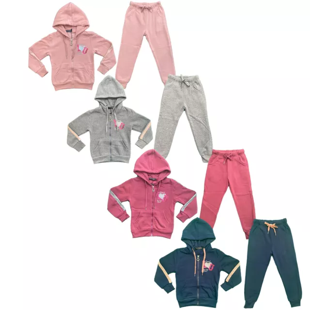 Girls Kids Tracksuit Jacket Joggers Jogging Bottoms Sequin Outfit Loungewear