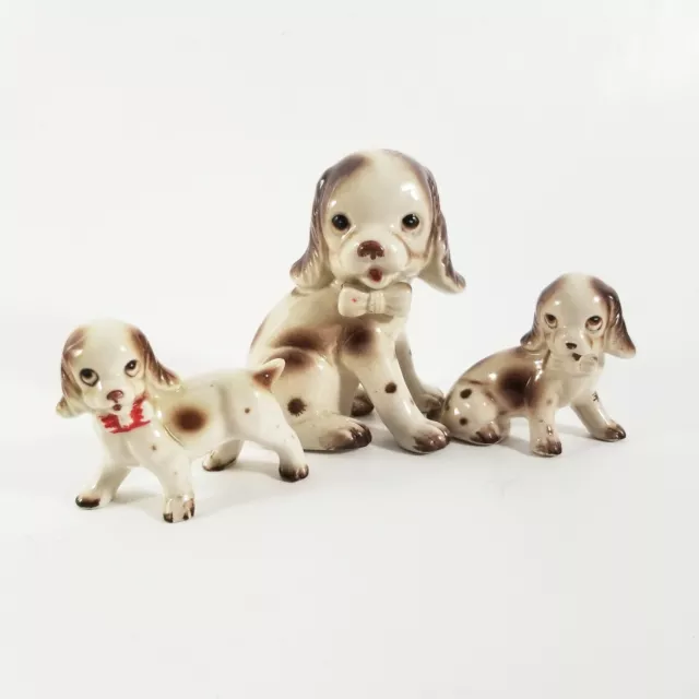 Set of 3 Vintage Dog Figurines 1950s Retro Japan Spaniel