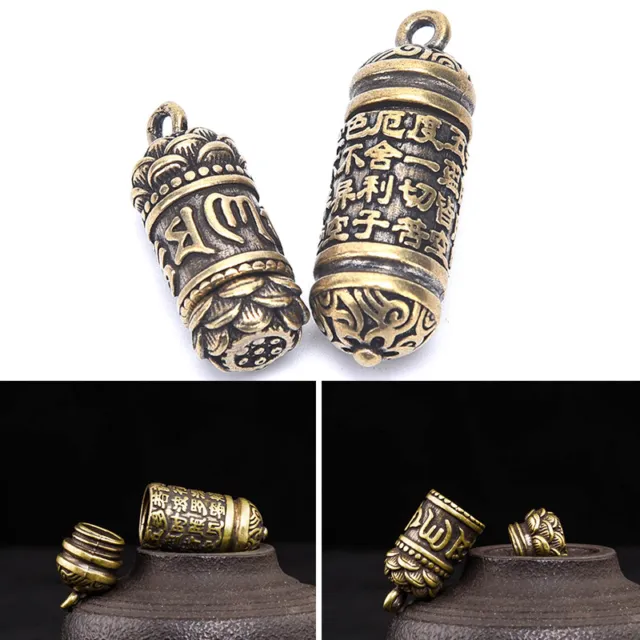 Hollow Brass Buddha Sutra Cylinder Pendant Keychain Necklace Jewelry Pill ~m'