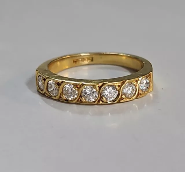 18ct Yellow Gold And Diamond 7 Stone Half Eternity Ring, Size K 1/2