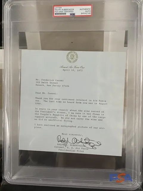 Ralph D. Albertazzie Autograph Richard Nixon President AIR FORCE ONE Rare Signed