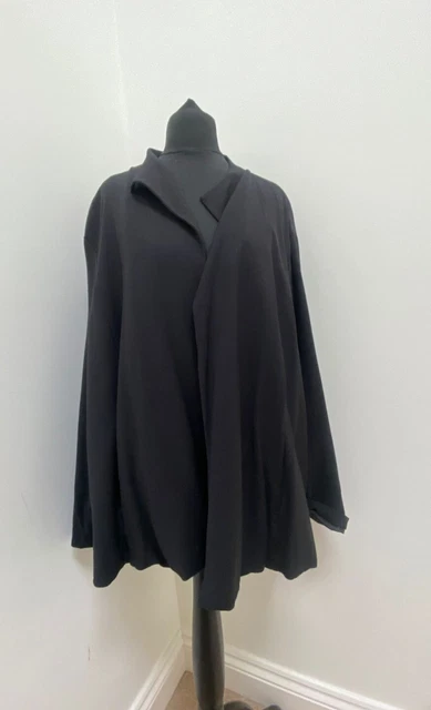 Eileen Fisher Blazer schwarz Sx 3x UK 20/22 offener Stil gefüttert schwerer Stoff atemberaubend