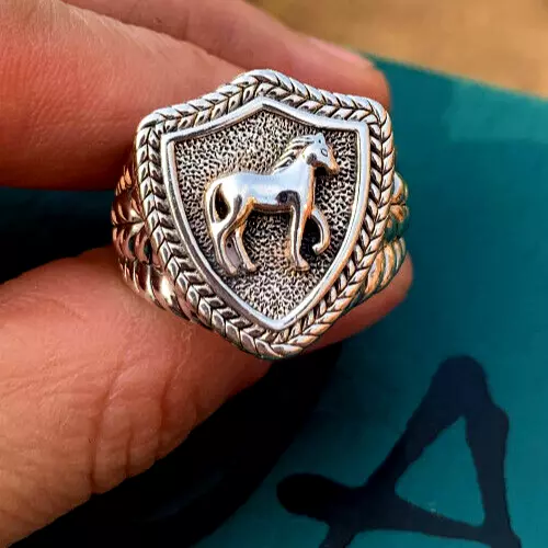 John Hardy Jai Size 6 Carved Horse Alaska Sterling Silver Signet Ring