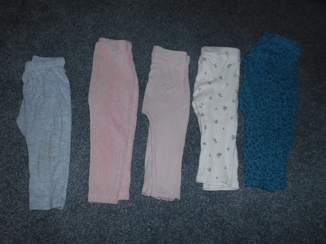 5 Pairs Of Baby Girls Assorted Leggings- Size 9-12 Months - Good Condition
