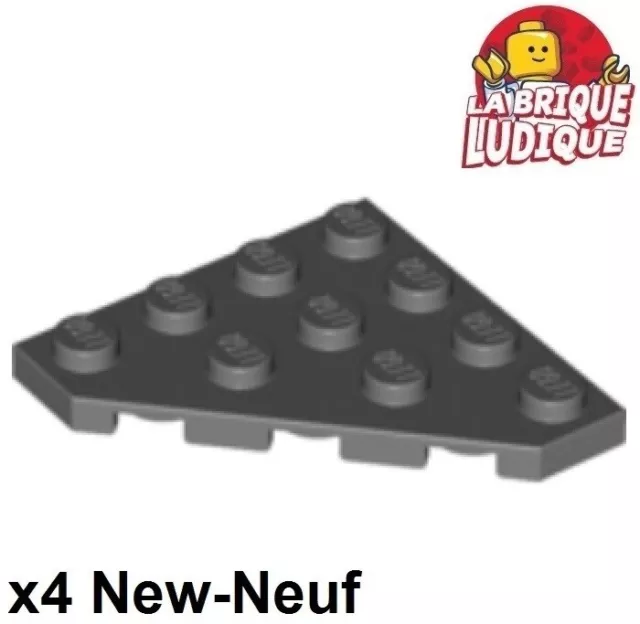 Lego 4x Aile Wedge plate plaque 4x4 Cut Corner anglegris foncé/dark b gray 30503