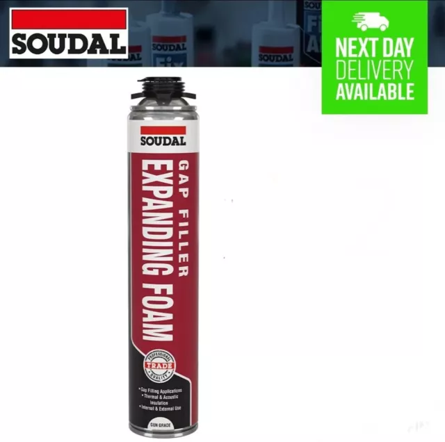 1X  Soudal Gap Filler Expanding Foam Sws Gun Grade 750Ml Exp 02/2025 Brand New