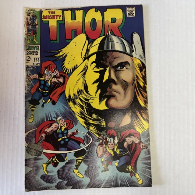 The Mighty Thor # 158 Comic Book November 1968 The Avengers Loki Oden