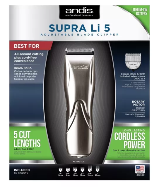 Andis Supra Li 5  Adjustable Blade Clipper(Li Battery) Lcl-2 #73505