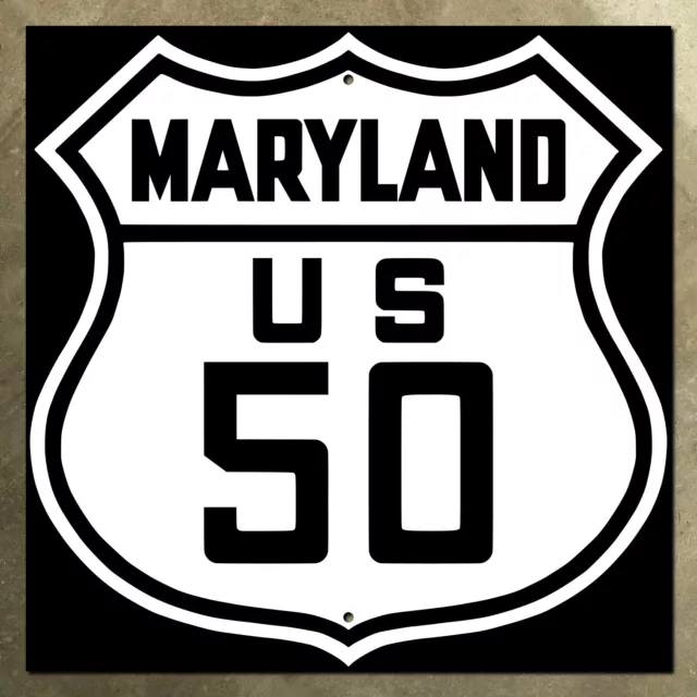 "Señal de tráfico Maryland EE. UU. 50 Ocean City Washington DC 1953 16"