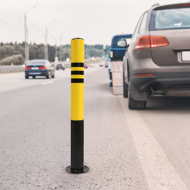 30*3" Safety Bollard Post Yellow Pipe Bollards Steel Parking Barrier w/ Bolt