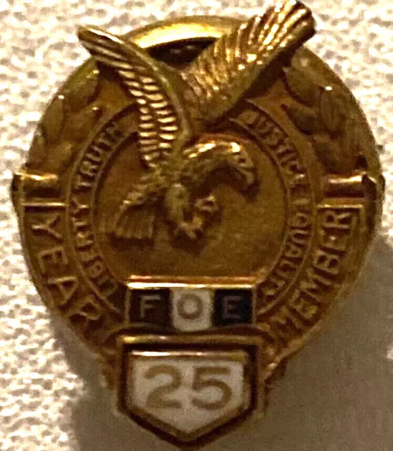 Pin Vintage FOE Fraternal Order Of Eagles Liberty Truth Justice Equality Lapel