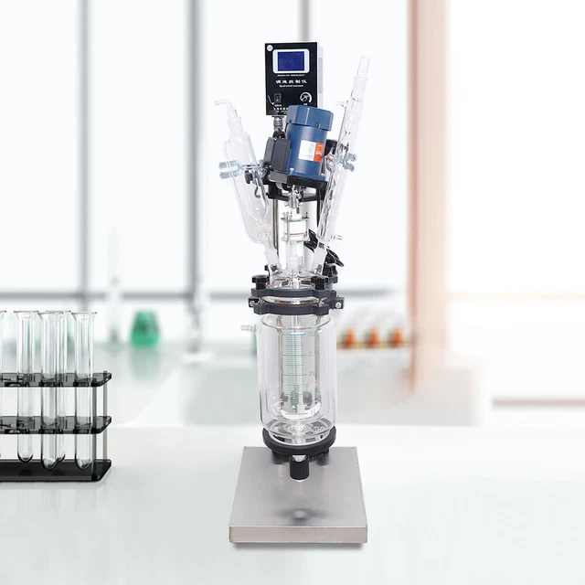 Lab Jacketed Glass Reactor Reaction Vessel 3L Digital 680r/min for Chemical Lab