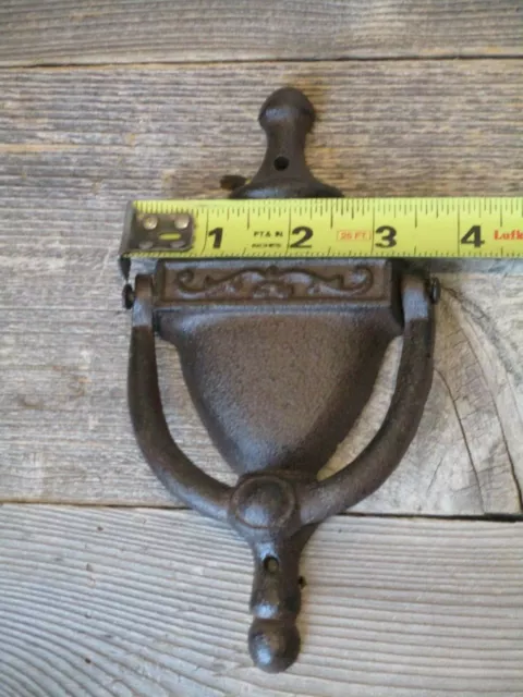 Large Cast Iron Antique Style Rustic Door Knocker Brown Finish Classic Front 3