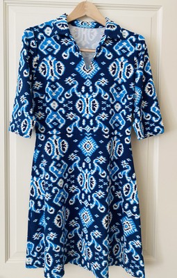 J.MCLAUGHLIN Women's Catalina Cloth Split V-Collar Elbow Sleeve Dress Print -M