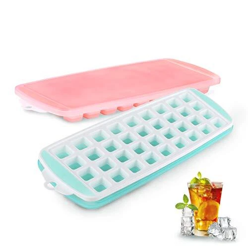 Small Ice Cube Trays with Lid - Mini Ice Trays for Freezer with Lid, 2 Pack Easn