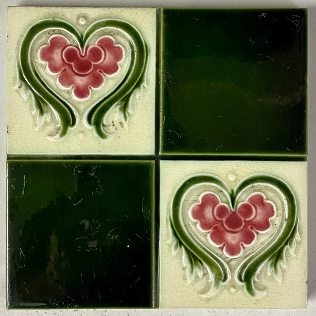 Rare Antique Art Nouveau Fireplace Majolica Tile England c1900