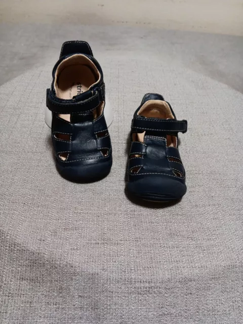 Stride Rite Toddler Boys Fisherman Sandals Blue Leather Hook Loop Size 4.5