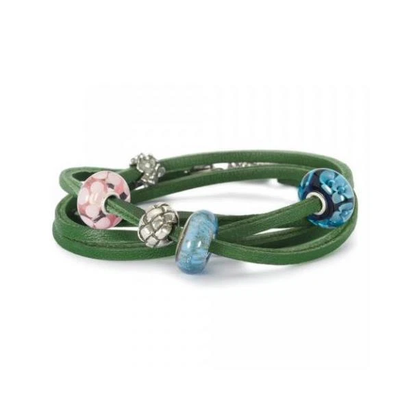 Fashion TROLLBEADS Bracelet/Necklace Leather Green 17 11/16in (TLEBR-00018)