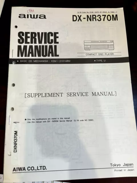 AIWA DX-N250M DXNR370M CD Repair Service Manual Both 1793-1794**ORIGINAL**