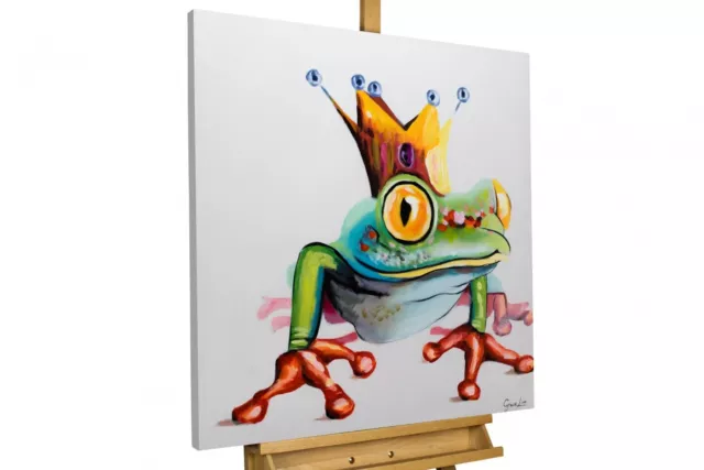 KunstLoft® Acryl Gemälde 'Froschkönig' 80x80cm | Bild handgemalt