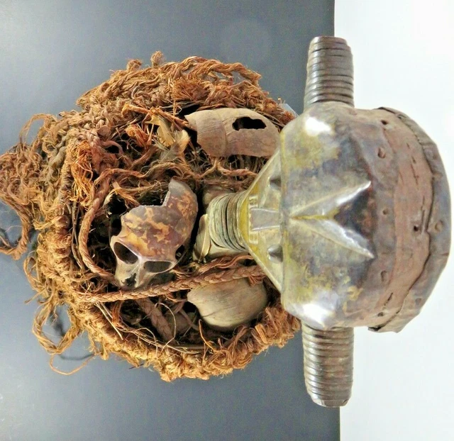 tribal ethnic primitive Africa  with a real monkey skull