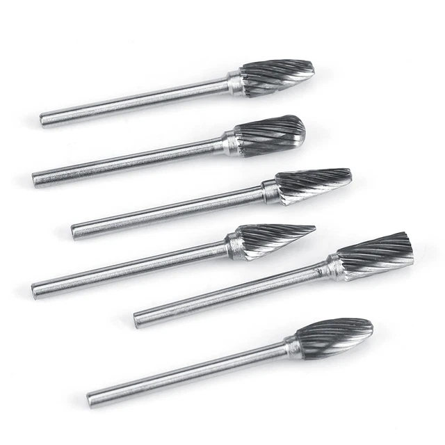 10X Tungsten Carbide Steel Files Burr Set 3mm Shank 6mm Cutting QT