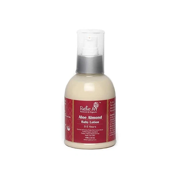 Rustic Art Organic Aloe Almond Baby Lotion For Dry Skin Camical Free 150ml