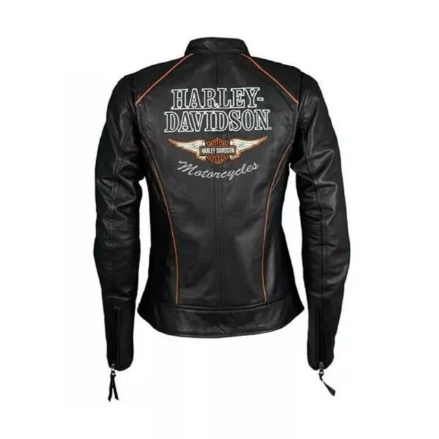 Harley Davidson Women's Miss Enthusiast Triple Vent Leather Jacket Biker Jacket