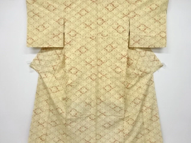 6546947: Japanese Kimono / Antique Kimono / Tsumugi / Woven Matsukawabishi