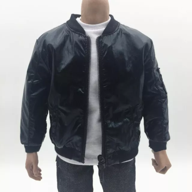 1/6 Scale Black PU Leather Male Jacket Coat Clothes for 12 Inch Action Figures