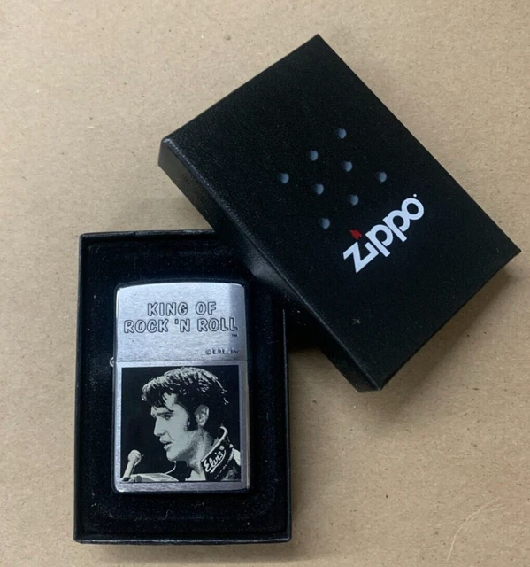 VINTAGE RETIRED UNSTRUCK ZIPPO Elvis Presley "King Of Rock 'N Roll" E.P.E. Inc.