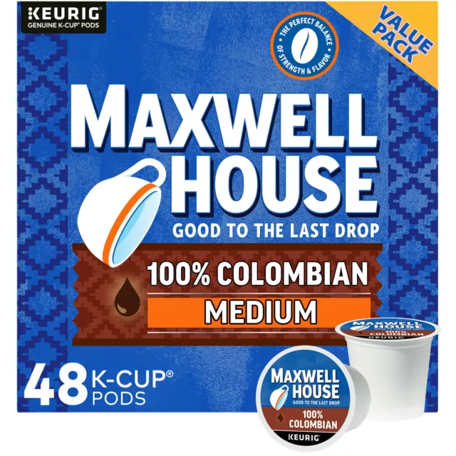 Maxwell House 100% Colombian Medium Roast K-Cup Coffee Pods Value Pack 48 ct Box