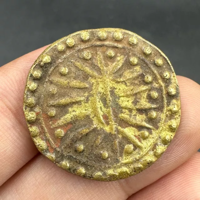 Very Rare Ancient Burmese Pyu Unique Gold Plated Coin