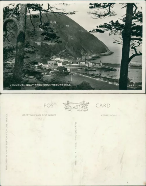 Lynmouth Quay From Countisbury Hill Real Photo Harvey Barton 9621