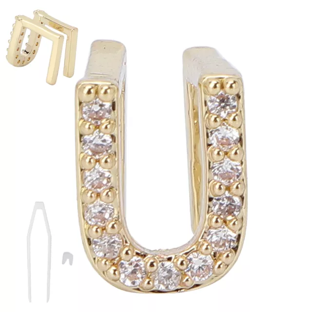 (Gold U)Single Hip Hop Teeth Initial Letters Teeth Halloween Dentures IDS