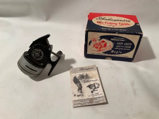 VINTAGE SHAKESPEARE PUSH-BUTTON Reel, Model #1767, With Box and