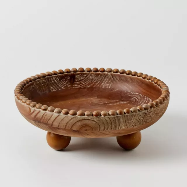 NEW Woodland Beaded Wooden Bowl 30cm